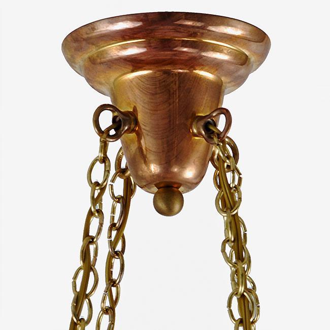 Four-Shade Art Deco Clamshell Chandelier with Cast Brass Frame