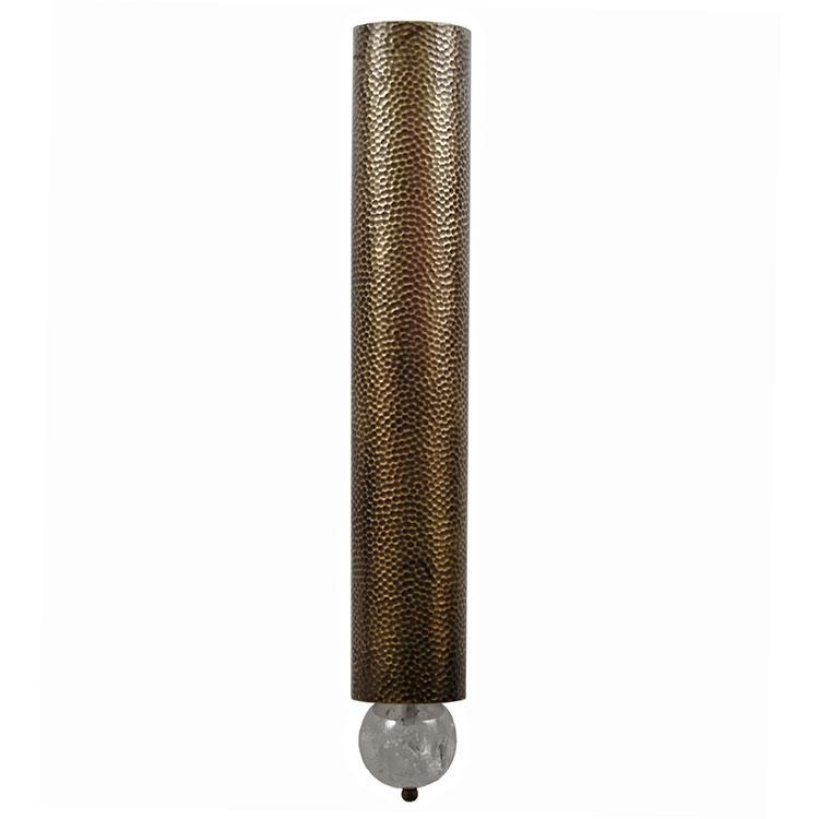 Modern Hammered Copper & Brass Sconce with Rock Crystal Ball