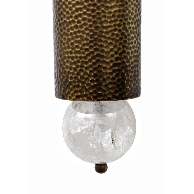 Modern Hammered Copper & Brass Sconce with Rock Crystal Ball