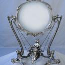 Art Nouveau Bronze Swing Lady Figurine Mirror with Silver Finish