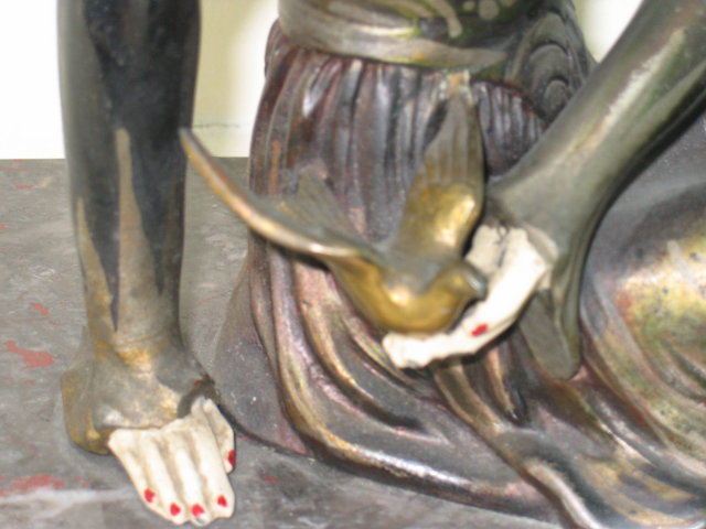Girl W/Bird Spelter/Marble