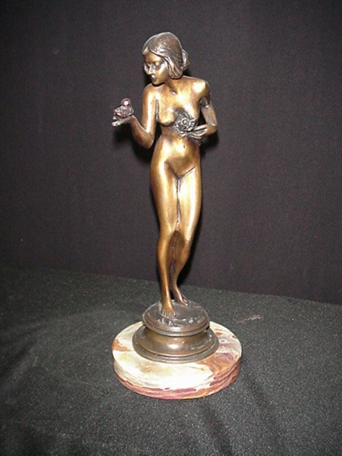 Bronze Figurine/Girl with Bird