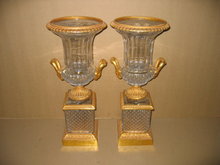 Dore Bronze & Crystal Glass Urns