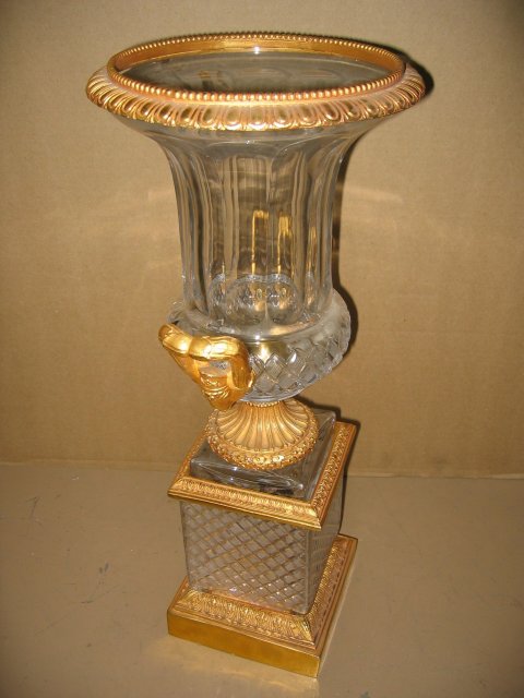 Dore Bronze & Crystal Glass Urns