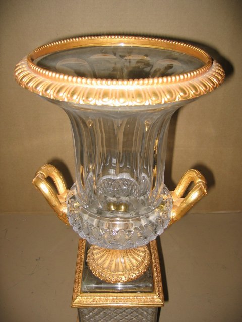 Dore Bronze & Crystal Glass Urns