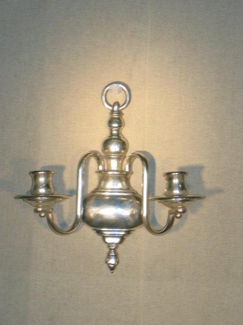 2 Arm Silvered Sconce Early American