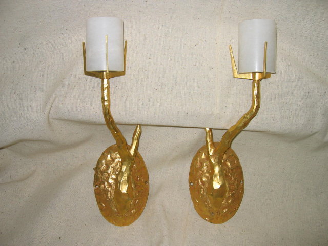 Felix Agostini Style Single Arm 24k Dore Bronze Sconce