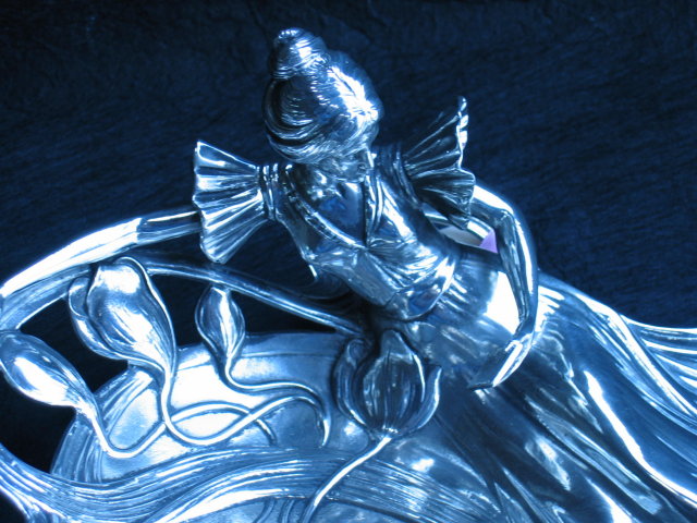 Art Nouveau Style Polished Pewter Dish