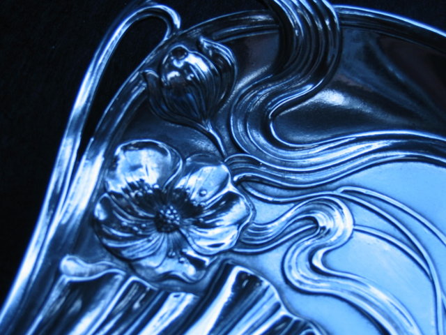 Art Nouveau Style Polished Pewter Dish