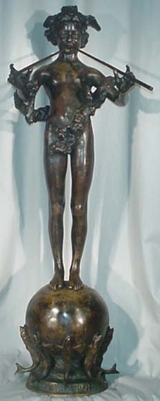 American Patinated Bronze Figure PAN OF ROHALLION by Fredrick MacMonnies