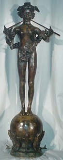 American Patinated Bronze Figure PAN OF ROHALLION by Fredrick MacMonnies