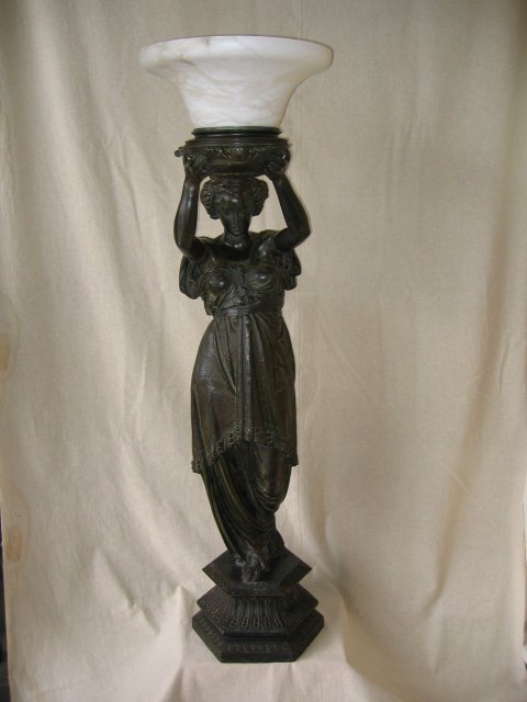 Lg Newel Post Lady Figurine Floor Lamp