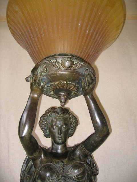 Lg Newel Post Lady Figurine Floor Lamp