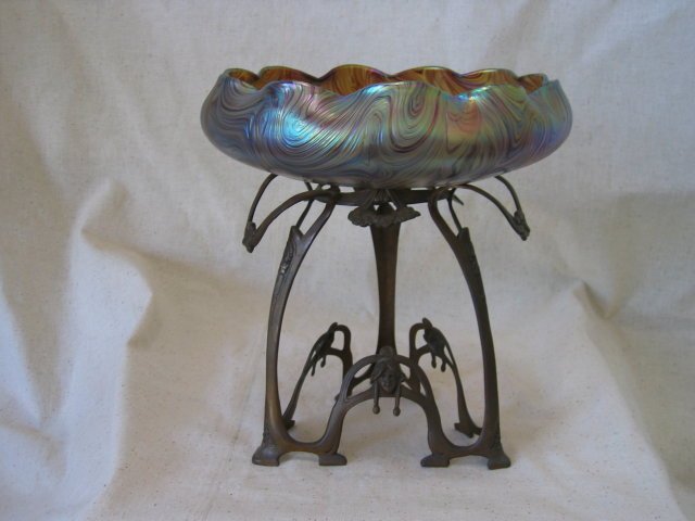 Antique Art Nouveau Loetz Glass Bowl Centerpiece