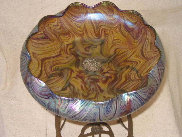Antique Art Nouveau Loetz Glass Bowl Centerpiece