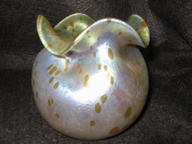 Antique Loetz Bohemian Oil Spot Wavy Glass Vase