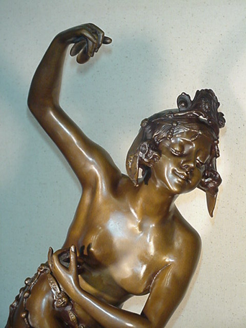 Lg Bronze Girl W/Castenetts In A Dancing Pose