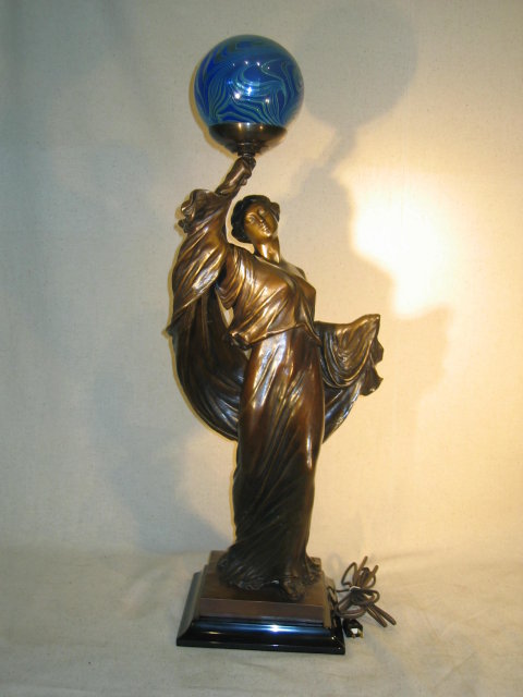 Art Nouveau Lady Newel Post Lamp
