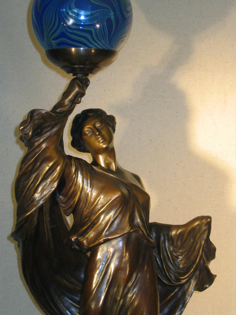 Art Nouveau Lady Newel Post Lamp