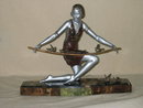 Art Deco Girl with Birds on Branch