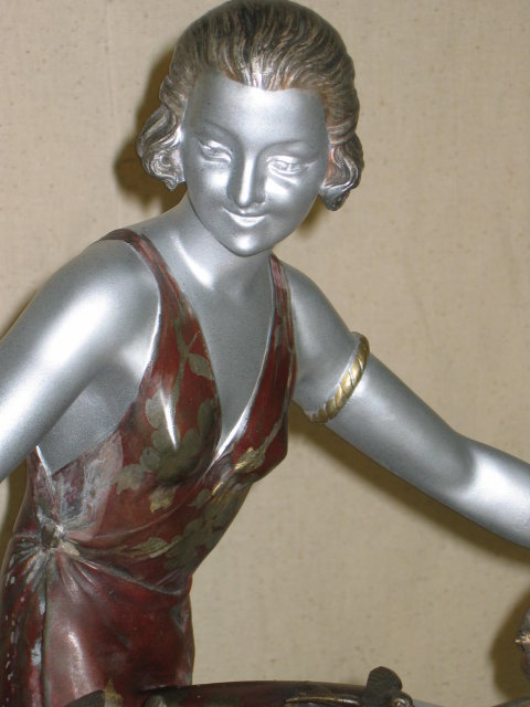 Art Deco Girl with Birds on Branch