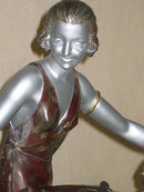 Art Deco Girl with Birds on Branch