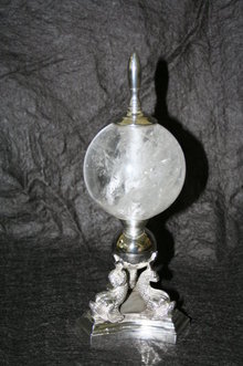 Dolphin Rock Crystal Stand Polished Nickel