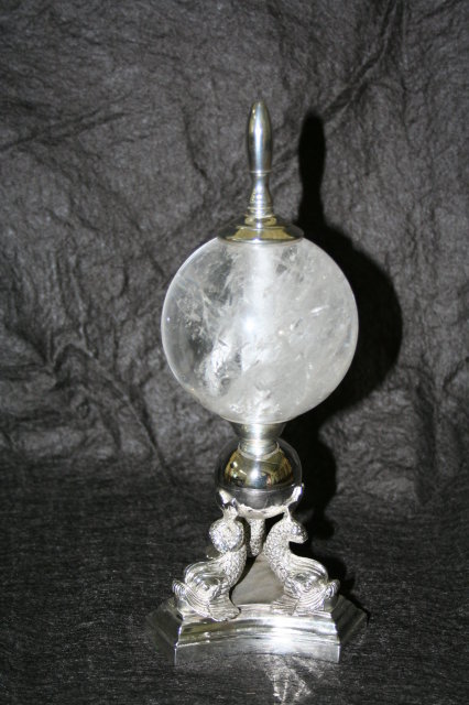 Dolphin Rock Crystal Stand Polished Nickel