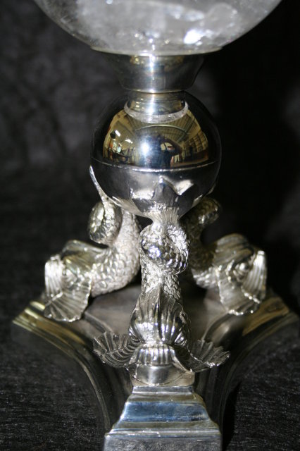 Dolphin Rock Crystal Stand Polished Nickel