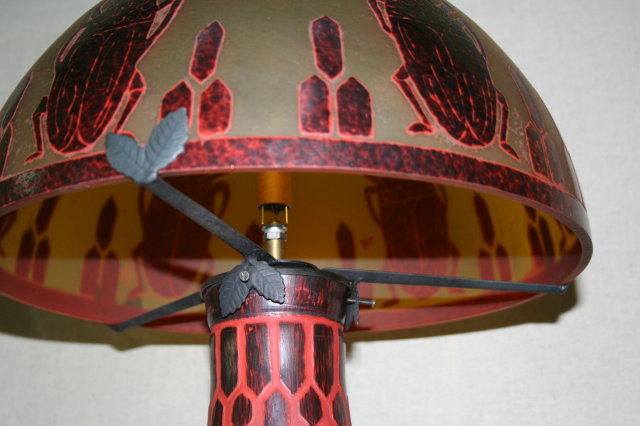 Egyptian Scrab Art Glass Table Lamp