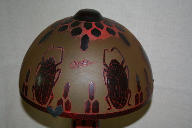 Egyptian Scrab Art Glass Table Lamp