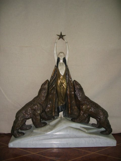 Art Deco Nordica Bronze with Polar Bears