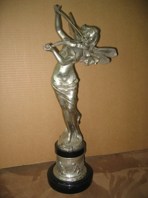 Moreau Bronze Sculpture - Pixy Girl Playing with Violin in Antique Silver