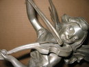 Moreau Bronze Sculpture - Pixy Girl Playing with Violin in Antique Silver