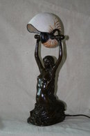 Bronze Nautilus Shell Mermaid Lamp