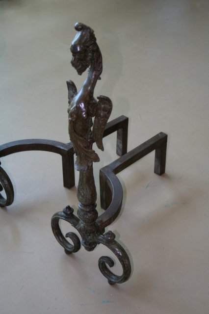 Fireplace Andirons Winged Gargoyle