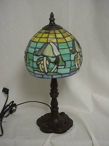 Bronze Tiffany Style Lamp/Mushroom Shade