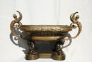 Empire Antique Bronze Winged Lady & Dolphin Centerpiece Bowl