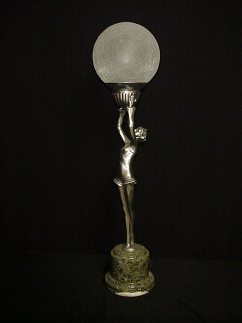 Art Deco Lamp/Ruffle Girl