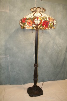 Antique 20th Century Leaded Glass Floor Lamp