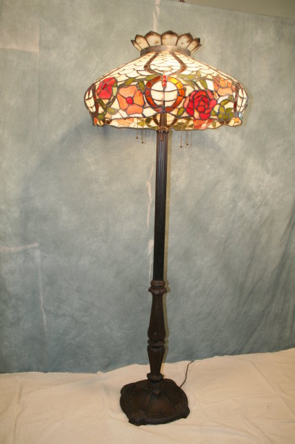 Antique 20th Century Leaded Glass Floor Lamp