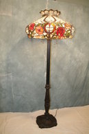 Antique 20th Century Leaded Glass Floor Lamp