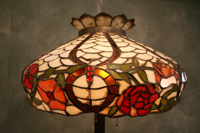 Antique 20th Century Leaded Glass Floor Lamp