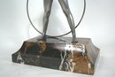 Lost Wax Bronze Art Deco Hoop Girl Figurine in Silver Patina by Ferdinand Preiss