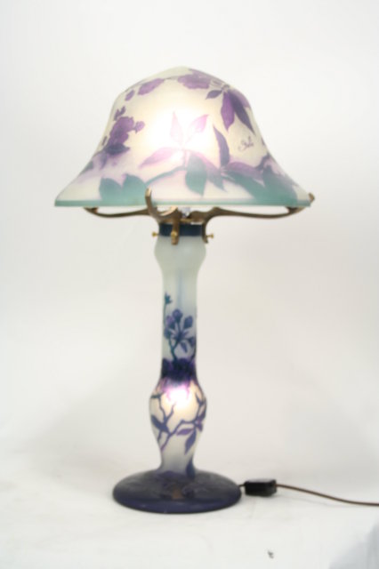 Galle Style Table Lamp Cut Glass Floral Pattern