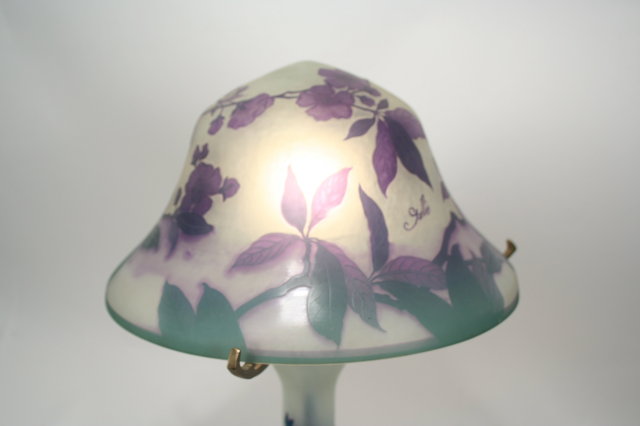 Galle Style Table Lamp Cut Glass Floral Pattern