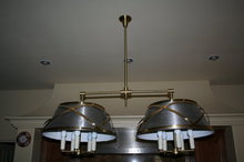 Modern Tole Brass Double Shade Chandelier