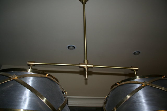 Modern Tole Brass Double Shade Chandelier