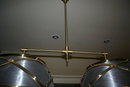 Modern Tole Brass Double Shade Chandelier