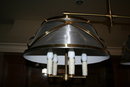 Modern Tole Brass Double Shade Chandelier